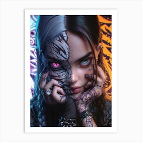 Girl With Tattoos Art Print