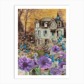 Purple Flowers Scrapbook Collage Cottage 2 Art Print