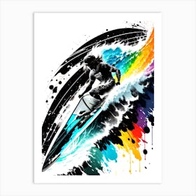 Surfer On A Surfboard Art Print