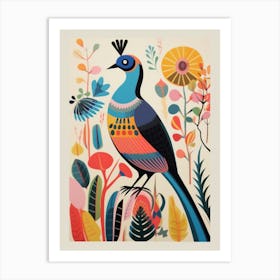 Colourful Scandi Bird Pheasant 6 Art Print