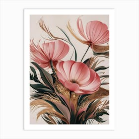 Pink Flowers In A Vase Art Print