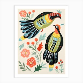 Folk Style Bird Painting Pheasant 2 Art Print