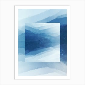 Minimal art Abstract Blue Watercolor Painting Art Print