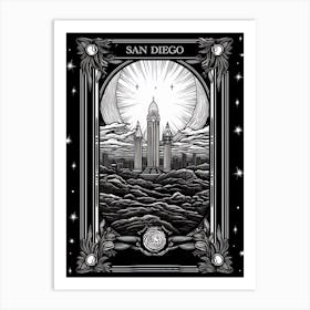 San Diego, United States, Tarot Card Travel  Line Art 3 Art Print