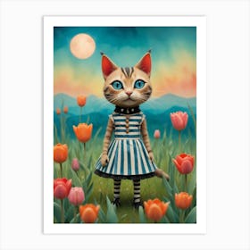 Cat in a dress 3 Art Print