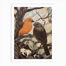 Art Nouveau Birds Poster Cowbird 2 Art Print