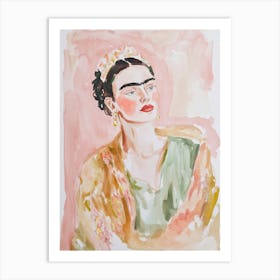 Frida Aquarell Malerei, Pastel boho Style Art Print