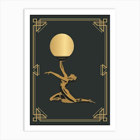 Art Deco Woman Print 1 Black & Gold Art Print