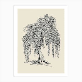 Willow Tree Minimalistic Drawing 1 Art Print