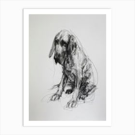 Bloodhound Dog Charcoal Line 4 Art Print
