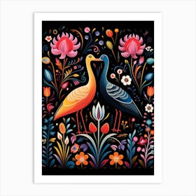 Folk Bird Illustration Coot 3 Art Print