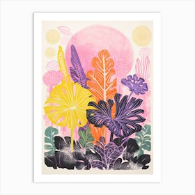 Colourful Botanical Risograph Style 20 Art Print