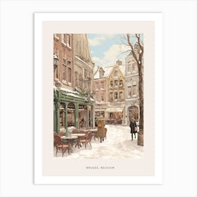 Vintage Winter Poster Bruges Belgium 6 Art Print