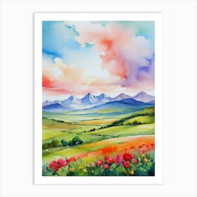Landscape With Poppies Art Print