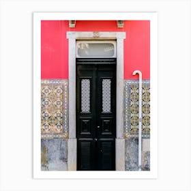 The Black Door With The Pink Wall Cascais Portgual Art Print
