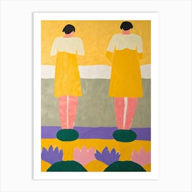 Two Women In Yellow Dresses Art Print