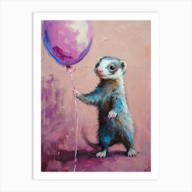 Cute Ferret 2 With Balloon Art Print