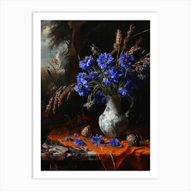 Baroque Floral Still Life Cornflower 3 Art Print