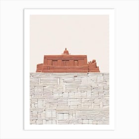 Karnak Temple Complex Egypt Boho Landmark Illustration Art Print