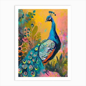 Colourful Brushstroke Peacock 9 Art Print