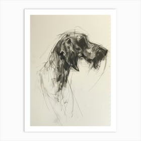German Wirehaired Pointer Dog Charcoal Line 3 Art Print