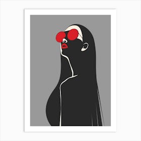 Woman With Red Sunglasses Art Print