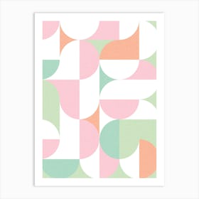 Mid-Mod playful geometric dots and shapes pattern candy pastels Art Print