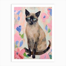 A Siamese Cat Painting, Impressionist Painting 2 Art Print