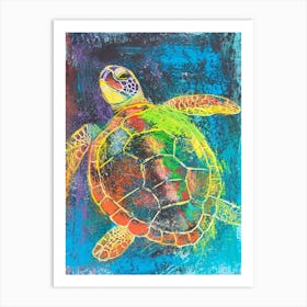 Rainbow Turtle Scribble Crayon Drawing 4 Art Print