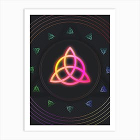 Neon Geometric Glyph in Pink and Yellow Circle Array on Black n.0006 Art Print