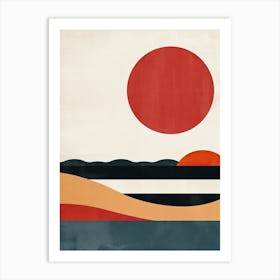 Sunset On The Beach, Scandinavian Simplicity Art Print