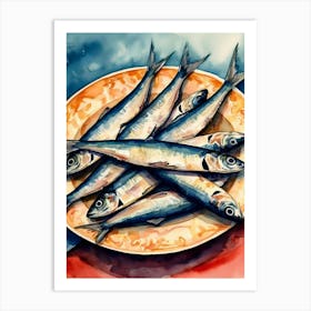 Sardines On A Plate 4 Art Print