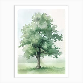 Chestnut Tree Atmospheric Watercolour Painting 7 Art Print