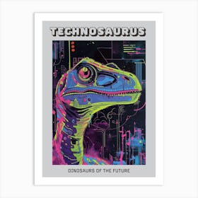 Cyber Futuristic Dinosaur Illustration 1 Poster Art Print