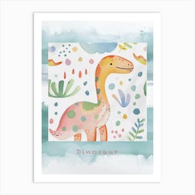 Cute Muted Pastels Pattern Dinosaur 1 Poster Art Print