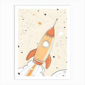 Rocket Ship In Space Kids and Nursery Art Print