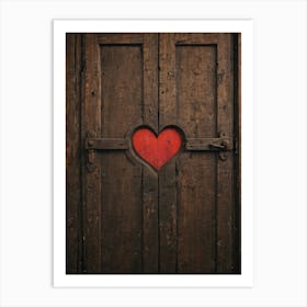 Heart On A Wooden Door 1 Art Print