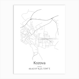 Kozova,Ukraine Minimalist Map Art Print