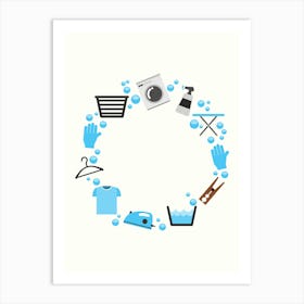 Circle Of Cleaning Items Laundry Art Art Print