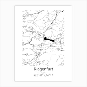 Klagenfurt,Austria Minimalist Map Art Print