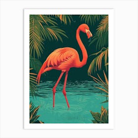 Greater Flamingo Ra Lagartos Yucatan Mexico Tropical Illustration 1 Art Print
