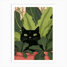 Black Cat And House Plants 14 Art Print