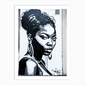 Graffiti Mural Of Beautiful Black Woman 291 Art Print