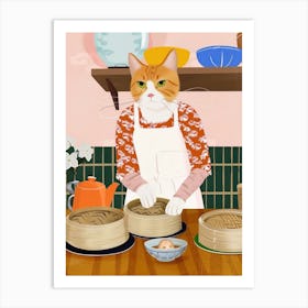 Cat Making Dim Sum Art Print