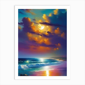 Full Moon At The Beach Art Print