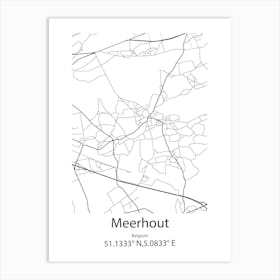 Meerhout,Belgium Minimalist Map Art Print