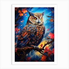 Owl In Autumn Art Print