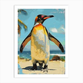 Galapagos Penguin Petermann Island Colour Block Painting 4 Art Print