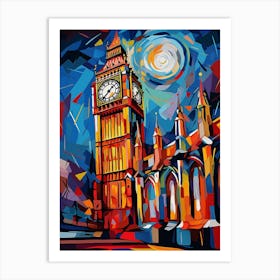 Big Ben Tower London I, Vibrant Abstract Modern Style Painting Art Print