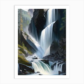 Stalheimskleiva Waterfall, Norway Peaceful Oil Art  (1) Art Print